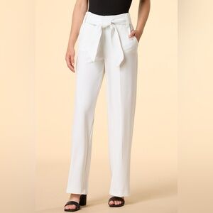 NWT Belted White Wide Leg Pant Pull On‎ Women’s Size Medium